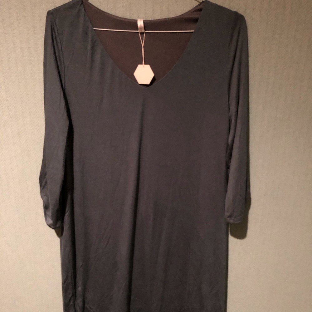 Soft knit shift dress.